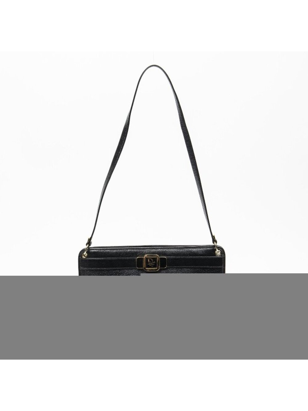 Dior Vintage Zip Shoulder Bag Black Calfskin Leather
